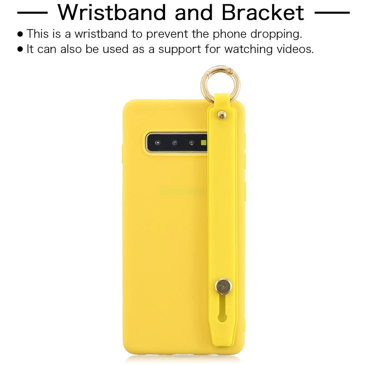 Shockproof Solid Color TPU Case with Wristband For Galaxy S10