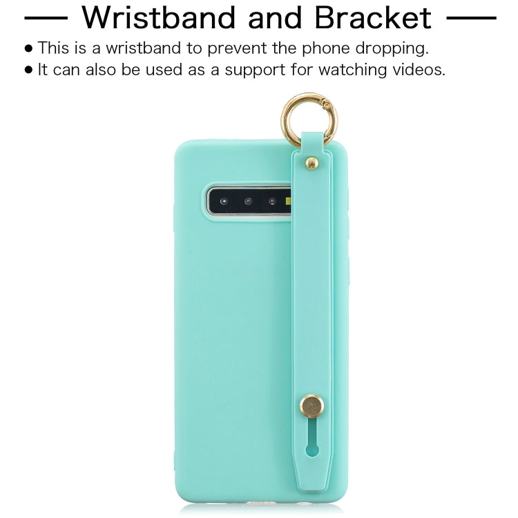 Shockproof Solid Color TPU Case with Wristband For Galaxy S10