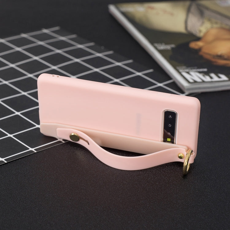 Shockproof Solid Color TPU Case with Wristband For Galaxy S10