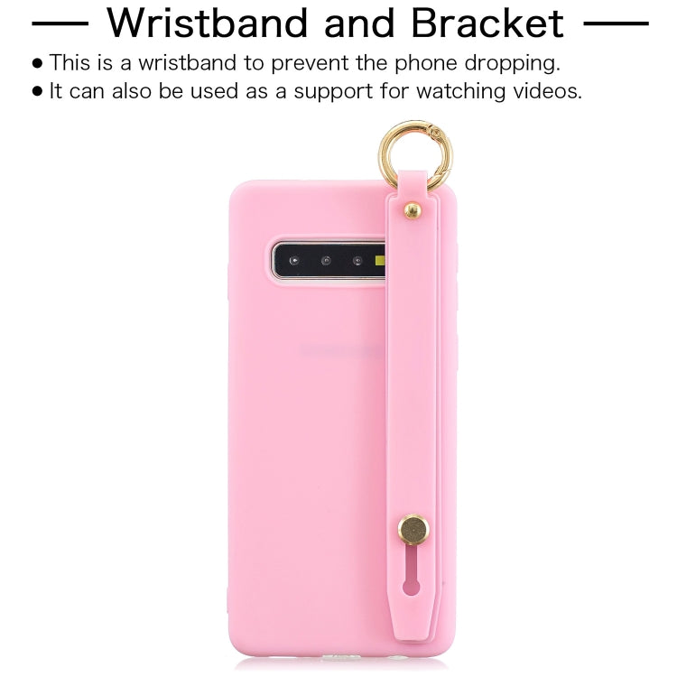 Shockproof Solid Color TPU Case with Wristband For Galaxy S10e