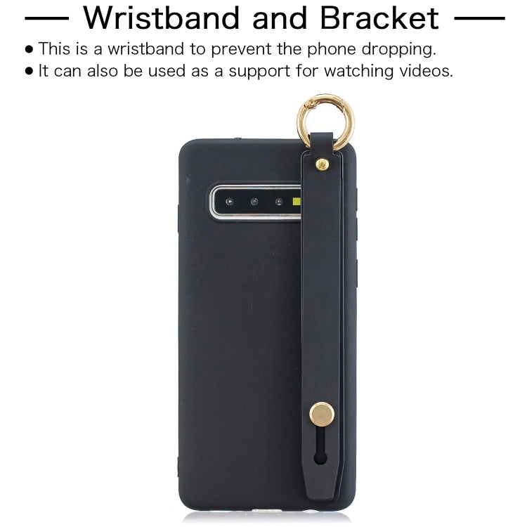 Shockproof Solid Color TPU Case with Wristband For Galaxy S10e