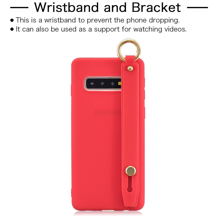 Shockproof Solid Color TPU Case with Wristband For Galaxy S10e