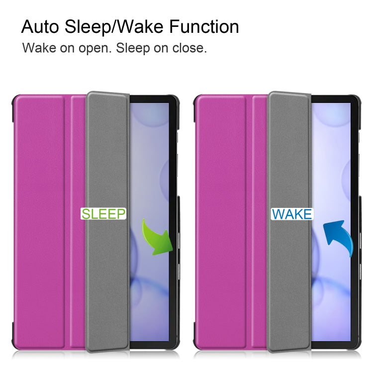 Custer Texture Horizontal Flip Leather Case with Three-folding Holder & Sleep / Wake-up Function for Galaxy Tab S6 T860 / T865