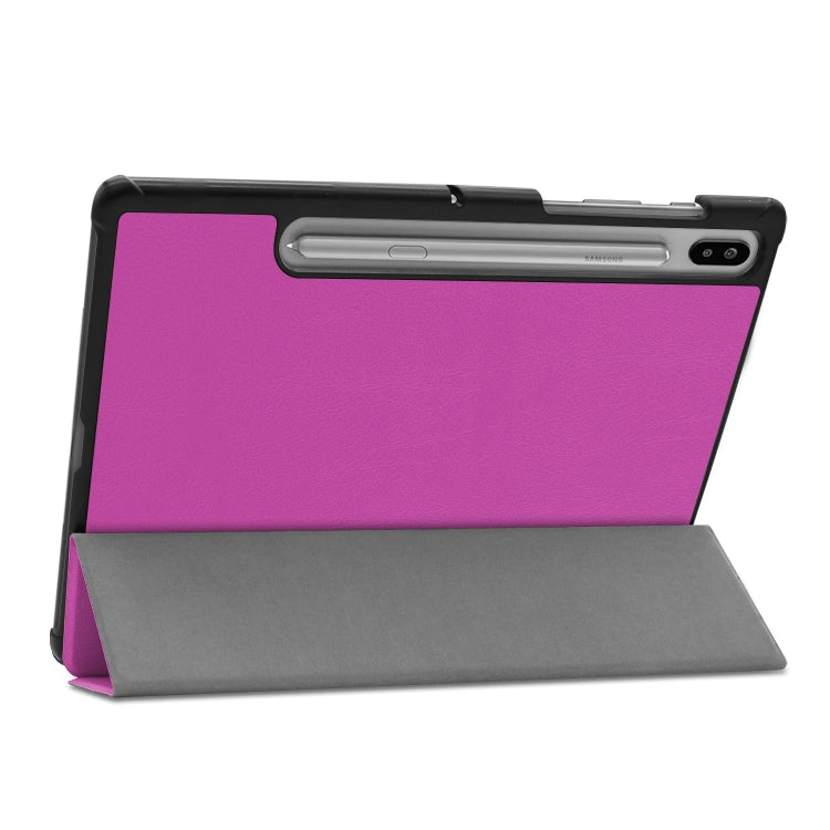 Custer Texture Horizontal Flip Leather Case with Three-folding Holder & Sleep / Wake-up Function for Galaxy Tab S6 T860 / T865