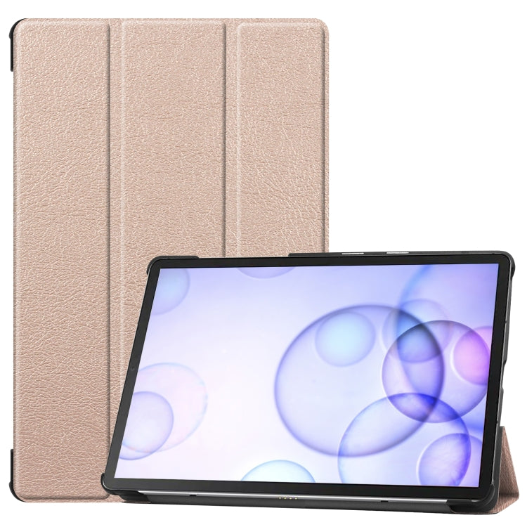 Custer Texture Horizontal Flip Leather Case with Three-folding Holder & Sleep / Wake-up Function for Galaxy Tab S6 T860 / T865