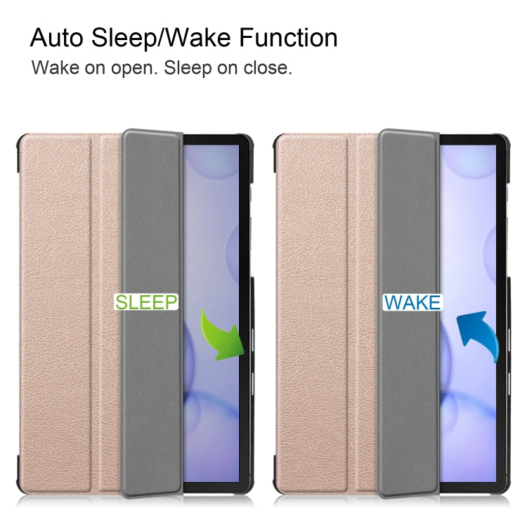 Custer Texture Horizontal Flip Leather Case with Three-folding Holder & Sleep / Wake-up Function for Galaxy Tab S6 T860 / T865