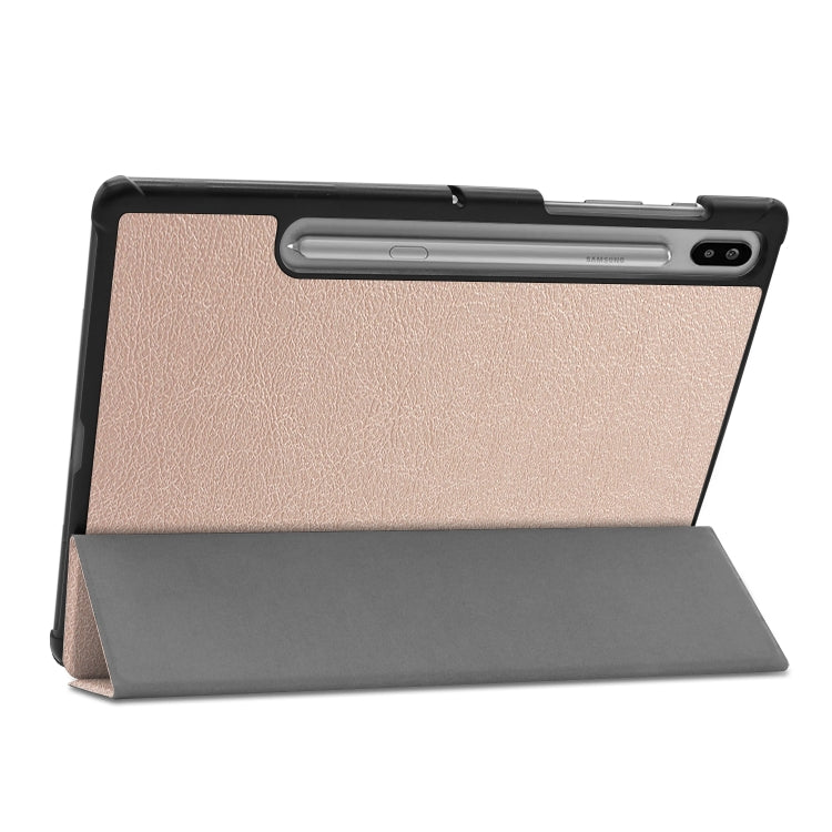 Custer Texture Horizontal Flip Leather Case with Three-folding Holder & Sleep / Wake-up Function for Galaxy Tab S6 T860 / T865