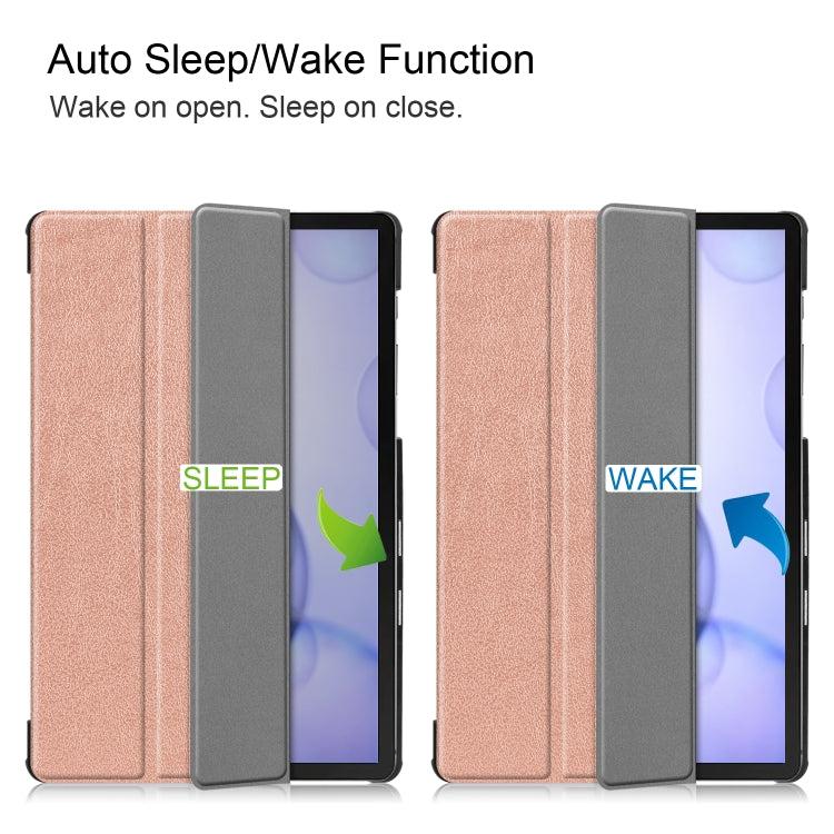 Custer Texture Horizontal Flip Leather Case with Three-folding Holder & Sleep / Wake-up Function for Galaxy Tab S6 T860 / T865