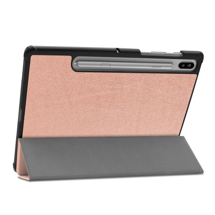 Custer Texture Horizontal Flip Leather Case with Three-folding Holder & Sleep / Wake-up Function for Galaxy Tab S6 T860 / T865