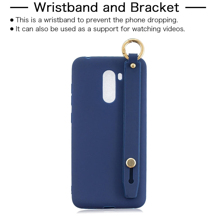 Shockproof Solid Color TPU Case with Wristband For Xiaomi Pocophone F1