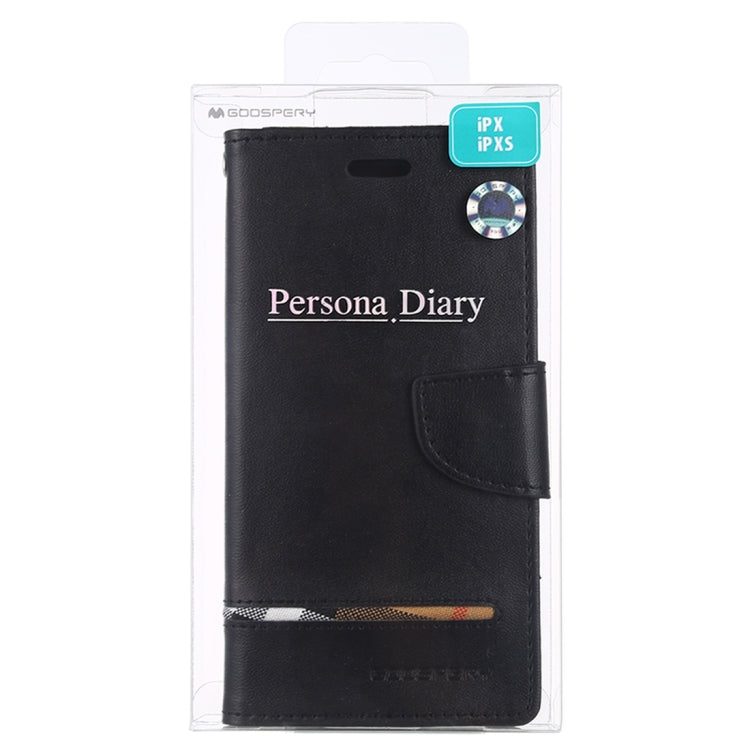 For iPhone X / XS GOOSPERY PERSONA DIARY Horizontal Flip Leather Case with Holder & Card Slots & Wallet