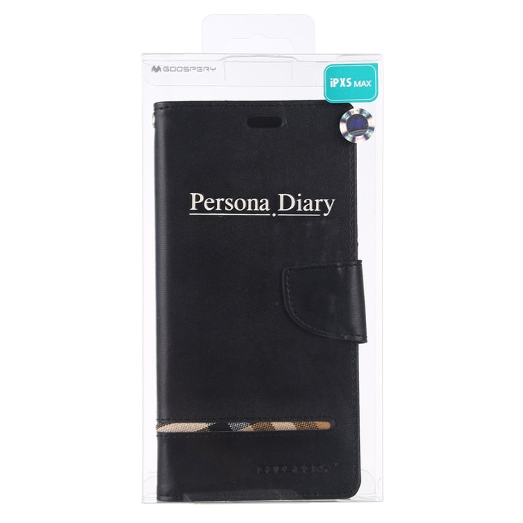 For iPhone XS Max GOOSPERY PERSONA DIARY Horizontal Flip Leather Case with Holder & Card Slots & Wallet(Black)