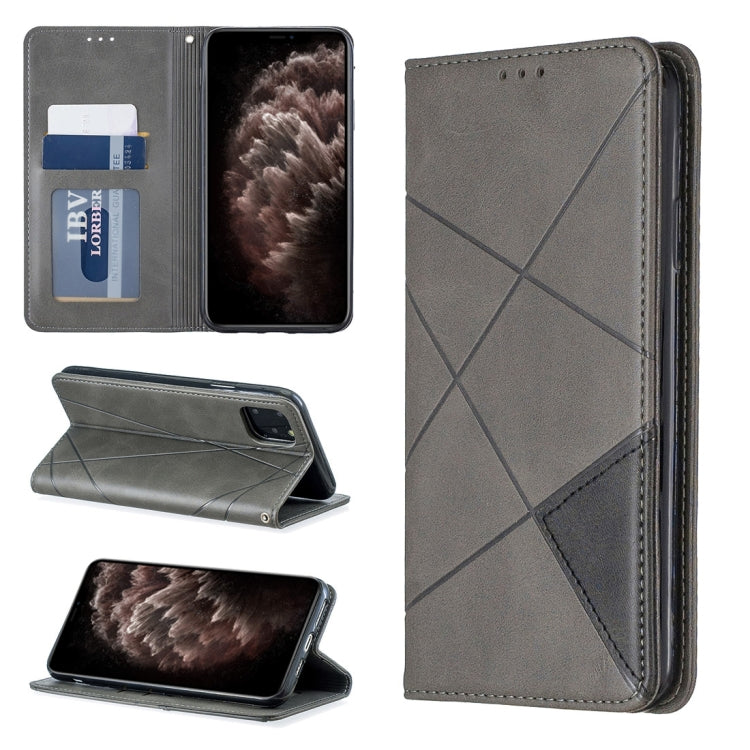 For iPhone 11 Pro Max Rhombus Texture Horizontal Flip Magnetic Leather Case with Holder & Card Slots & Wallet