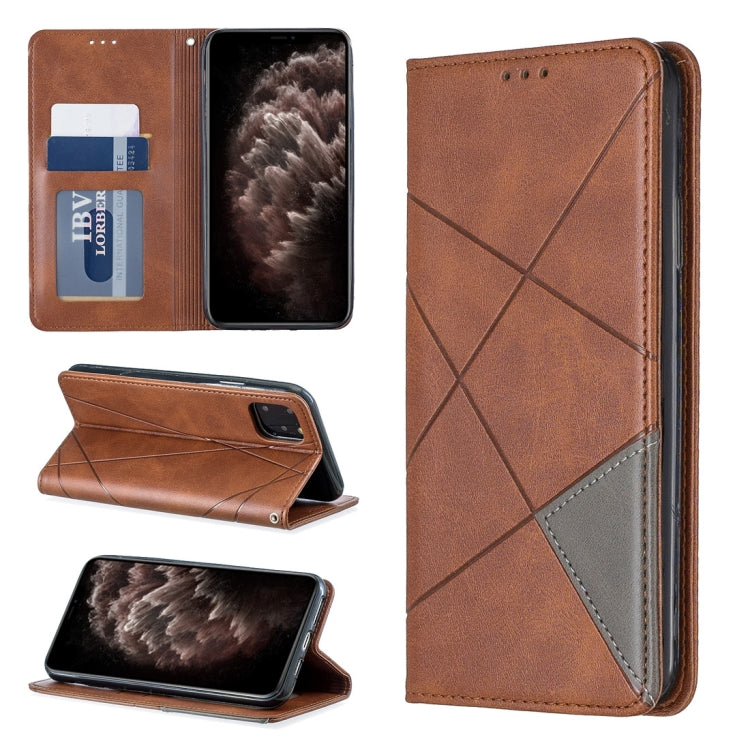 For iPhone 11 Pro Max Rhombus Texture Horizontal Flip Magnetic Leather Case with Holder & Card Slots & Wallet