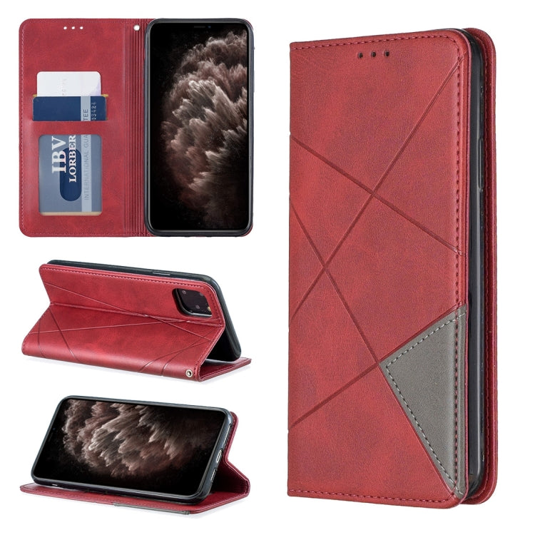 For iPhone 11 Pro Max Rhombus Texture Horizontal Flip Magnetic Leather Case with Holder & Card Slots & Wallet
