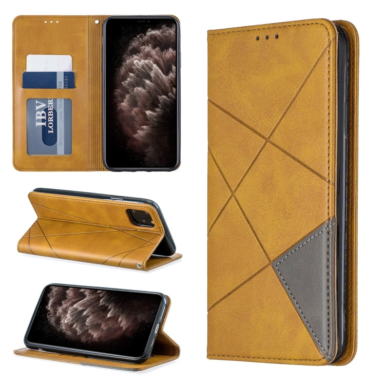 For iPhone 11 Pro Max Rhombus Texture Horizontal Flip Magnetic Leather Case with Holder & Card Slots & Wallet