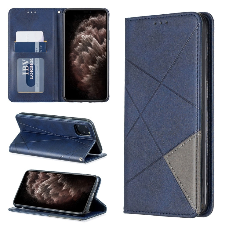 For iPhone 11 Pro Max Rhombus Texture Horizontal Flip Magnetic Leather Case with Holder & Card Slots & Wallet