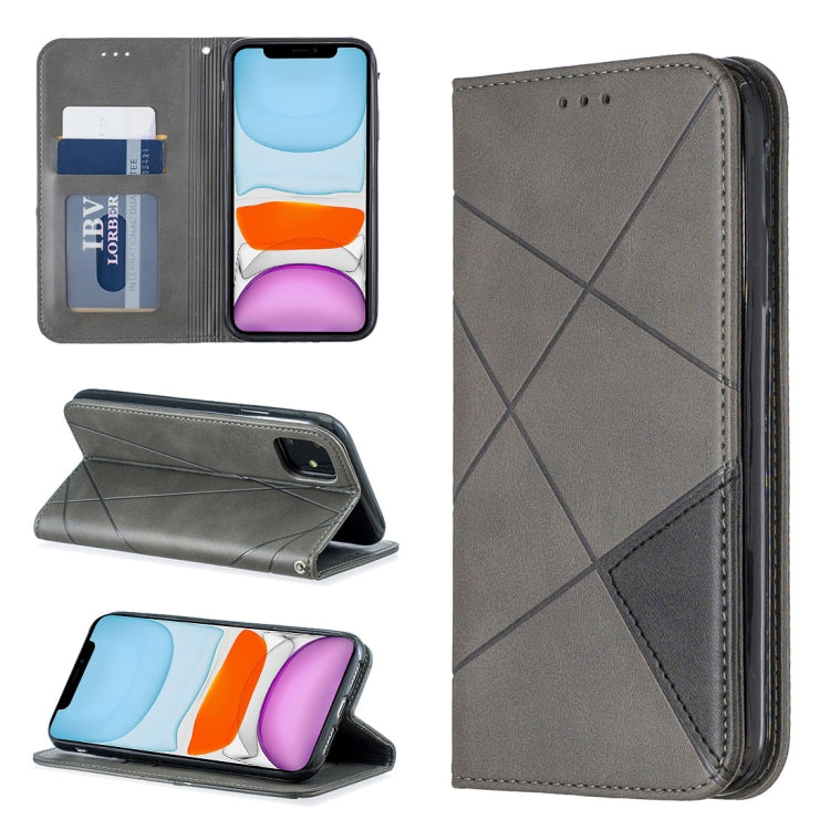For iPhone 11 Rhombus Texture Horizontal Flip Magnetic Leather Case with Holder & Card Slots & Wallet