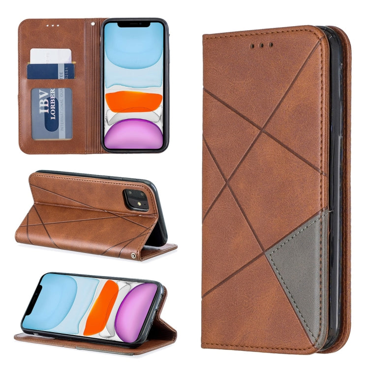 For iPhone 11 Rhombus Texture Horizontal Flip Magnetic Leather Case with Holder & Card Slots & Wallet