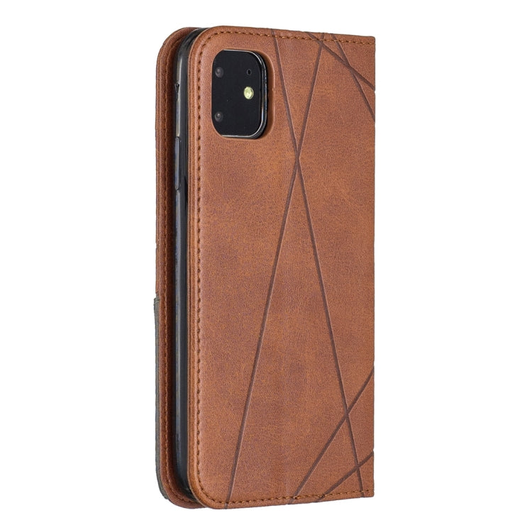 For iPhone 11 Rhombus Texture Horizontal Flip Magnetic Leather Case with Holder & Card Slots & Wallet