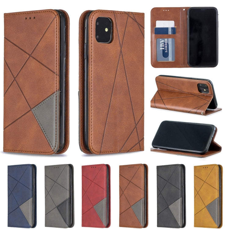For iPhone 11 Rhombus Texture Horizontal Flip Magnetic Leather Case with Holder & Card Slots & Wallet