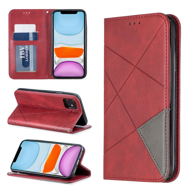 For iPhone 11 Rhombus Texture Horizontal Flip Magnetic Leather Case with Holder & Card Slots & Wallet