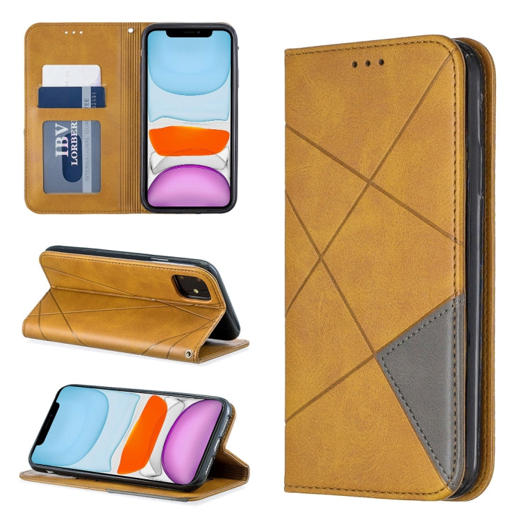 For iPhone 11 Rhombus Texture Horizontal Flip Magnetic Leather Case with Holder & Card Slots & Wallet