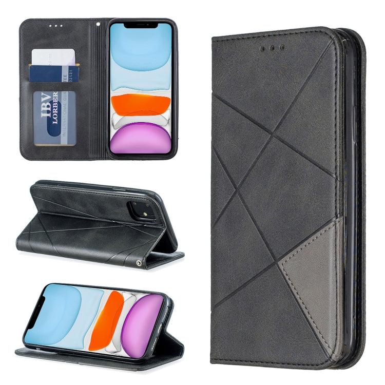 For iPhone 11 Rhombus Texture Horizontal Flip Magnetic Leather Case with Holder & Card Slots & Wallet