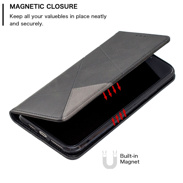 For iPhone 11 Rhombus Texture Horizontal Flip Magnetic Leather Case with Holder & Card Slots & Wallet