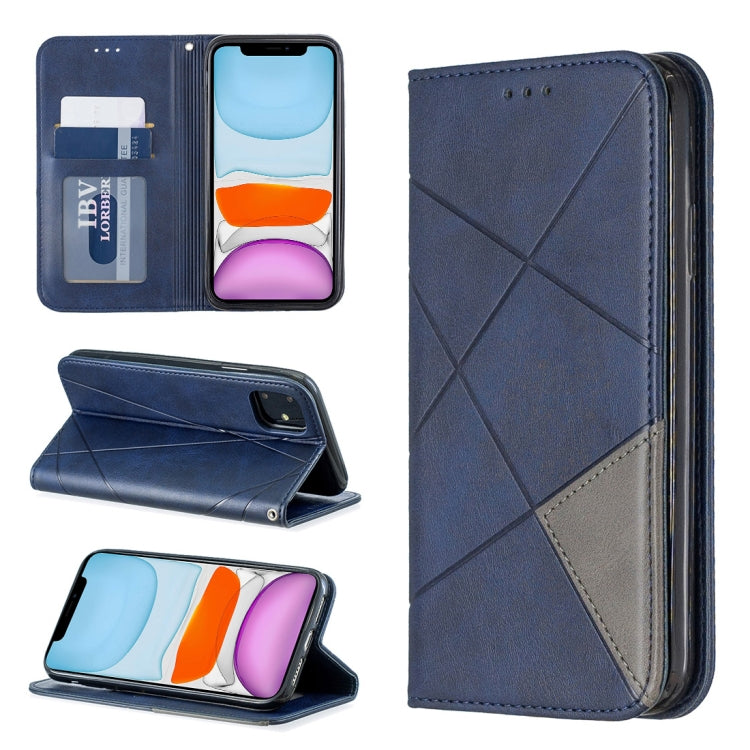 For iPhone 11 Rhombus Texture Horizontal Flip Magnetic Leather Case with Holder & Card Slots & Wallet