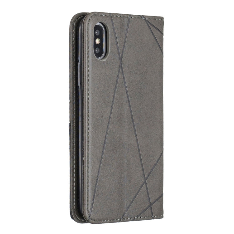 For iPhone X / XS Rhombus Texture Horizontal Flip Magnetic Leather Case with Holder & Card Slots & Wallet