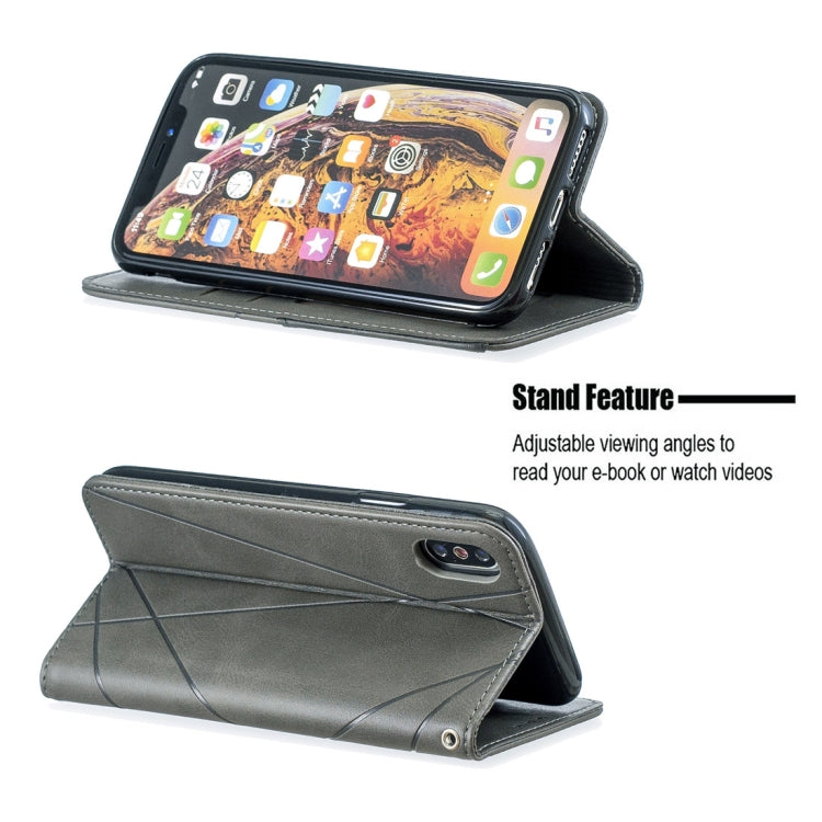 For iPhone X / XS Rhombus Texture Horizontal Flip Magnetic Leather Case with Holder & Card Slots & Wallet