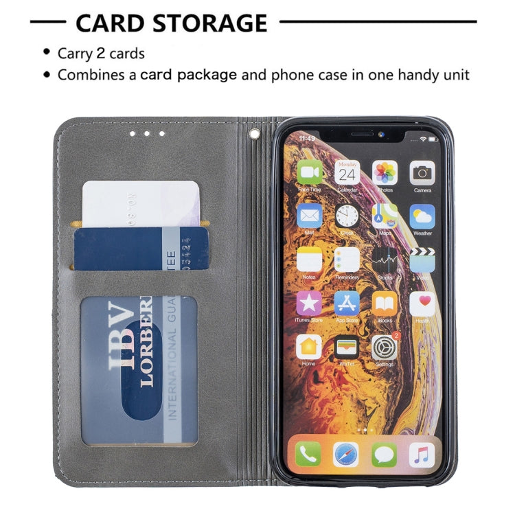 For iPhone X / XS Rhombus Texture Horizontal Flip Magnetic Leather Case with Holder & Card Slots & Wallet