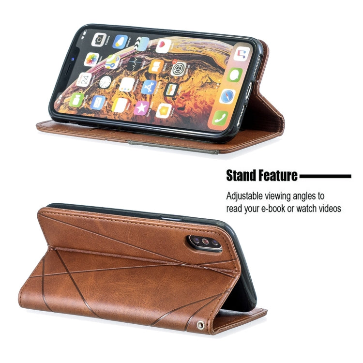 For iPhone X / XS Rhombus Texture Horizontal Flip Magnetic Leather Case with Holder & Card Slots & Wallet