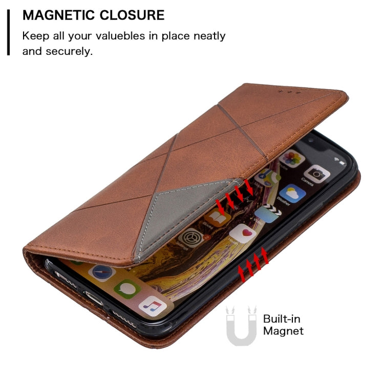 For iPhone X / XS Rhombus Texture Horizontal Flip Magnetic Leather Case with Holder & Card Slots & Wallet