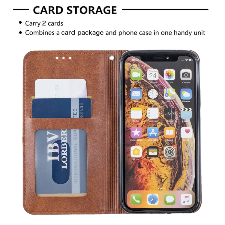 For iPhone X / XS Rhombus Texture Horizontal Flip Magnetic Leather Case with Holder & Card Slots & Wallet