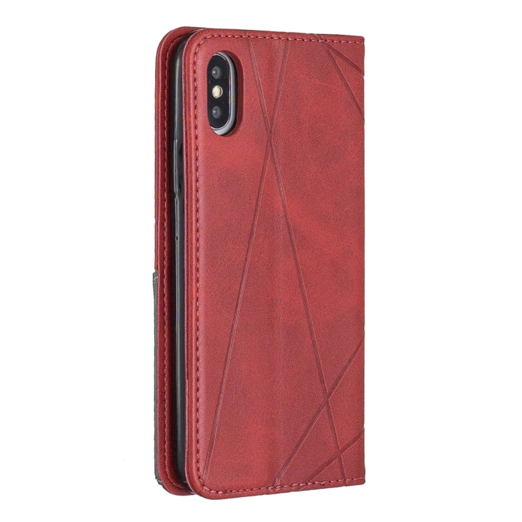 For iPhone X / XS Rhombus Texture Horizontal Flip Magnetic Leather Case with Holder & Card Slots & Wallet