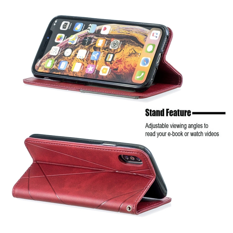 For iPhone X / XS Rhombus Texture Horizontal Flip Magnetic Leather Case with Holder & Card Slots & Wallet