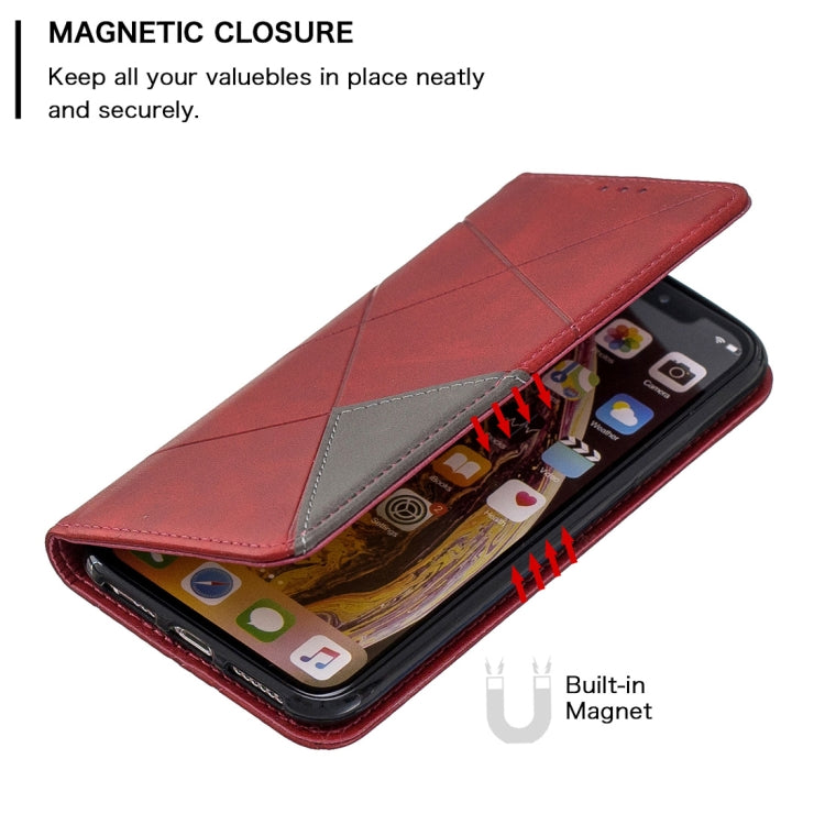 For iPhone X / XS Rhombus Texture Horizontal Flip Magnetic Leather Case with Holder & Card Slots & Wallet