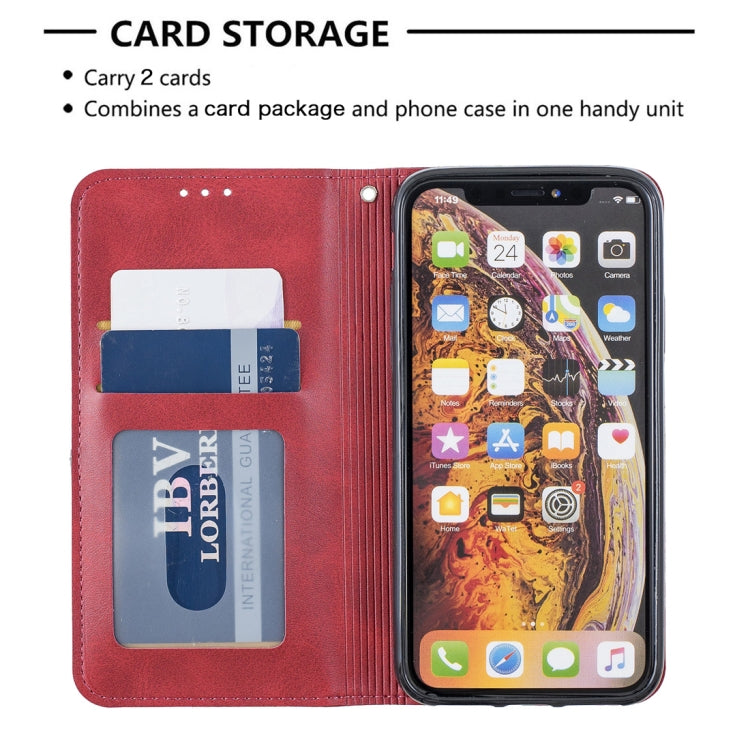 For iPhone X / XS Rhombus Texture Horizontal Flip Magnetic Leather Case with Holder & Card Slots & Wallet