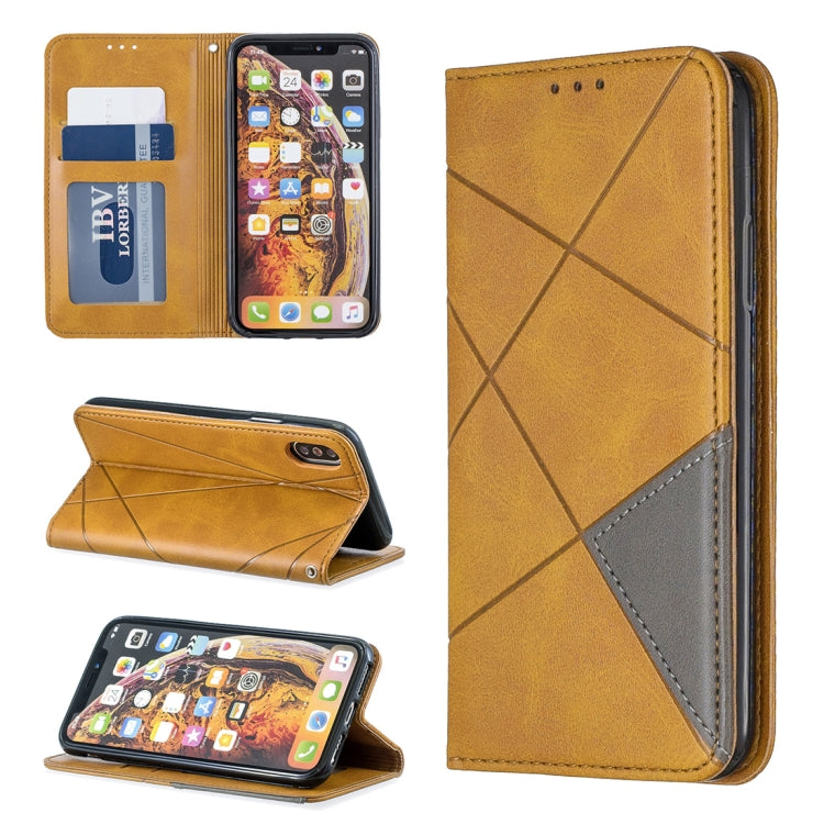 For iPhone X / XS Rhombus Texture Horizontal Flip Magnetic Leather Case with Holder & Card Slots & Wallet
