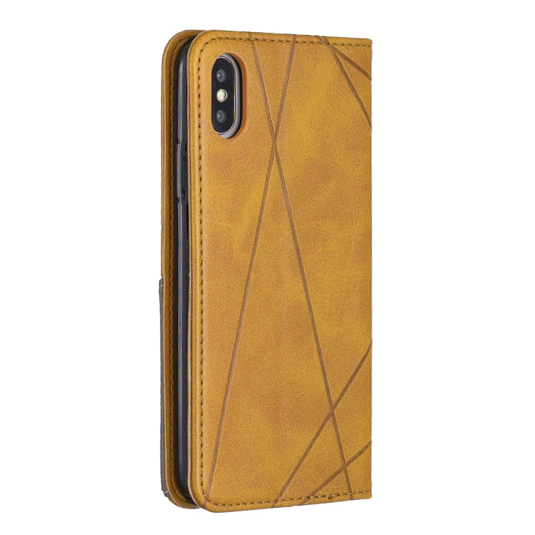 For iPhone X / XS Rhombus Texture Horizontal Flip Magnetic Leather Case with Holder & Card Slots & Wallet