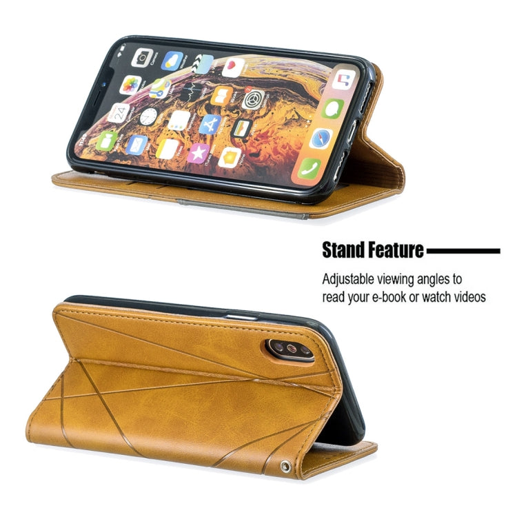 For iPhone X / XS Rhombus Texture Horizontal Flip Magnetic Leather Case with Holder & Card Slots & Wallet