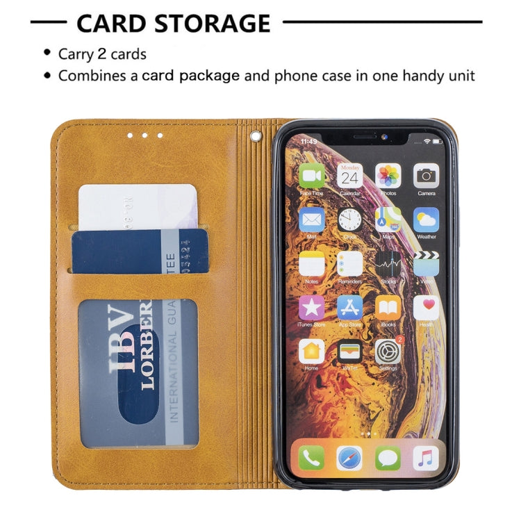 For iPhone X / XS Rhombus Texture Horizontal Flip Magnetic Leather Case with Holder & Card Slots & Wallet