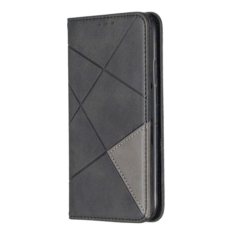 For iPhone X / XS Rhombus Texture Horizontal Flip Magnetic Leather Case with Holder & Card Slots & Wallet