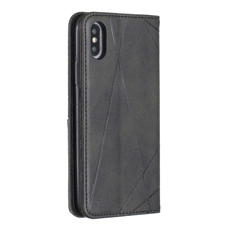 For iPhone X / XS Rhombus Texture Horizontal Flip Magnetic Leather Case with Holder & Card Slots & Wallet