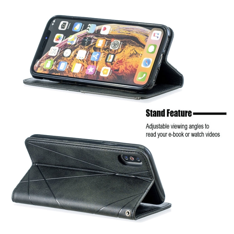 For iPhone X / XS Rhombus Texture Horizontal Flip Magnetic Leather Case with Holder & Card Slots & Wallet