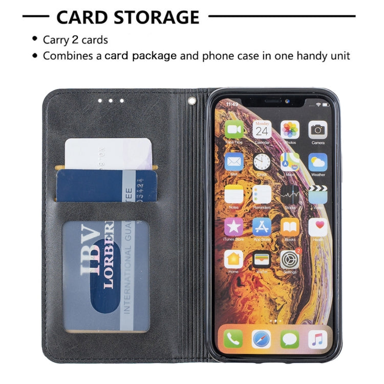 For iPhone X / XS Rhombus Texture Horizontal Flip Magnetic Leather Case with Holder & Card Slots & Wallet