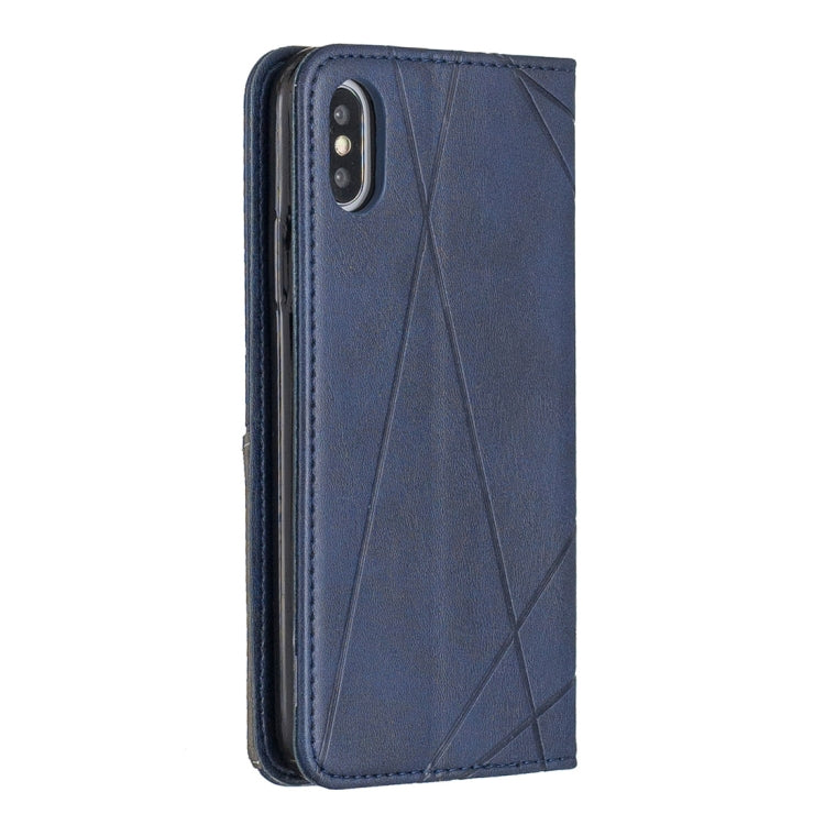 For iPhone X / XS Rhombus Texture Horizontal Flip Magnetic Leather Case with Holder & Card Slots & Wallet