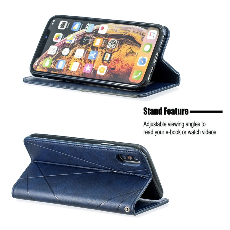 For iPhone X / XS Rhombus Texture Horizontal Flip Magnetic Leather Case with Holder & Card Slots & Wallet